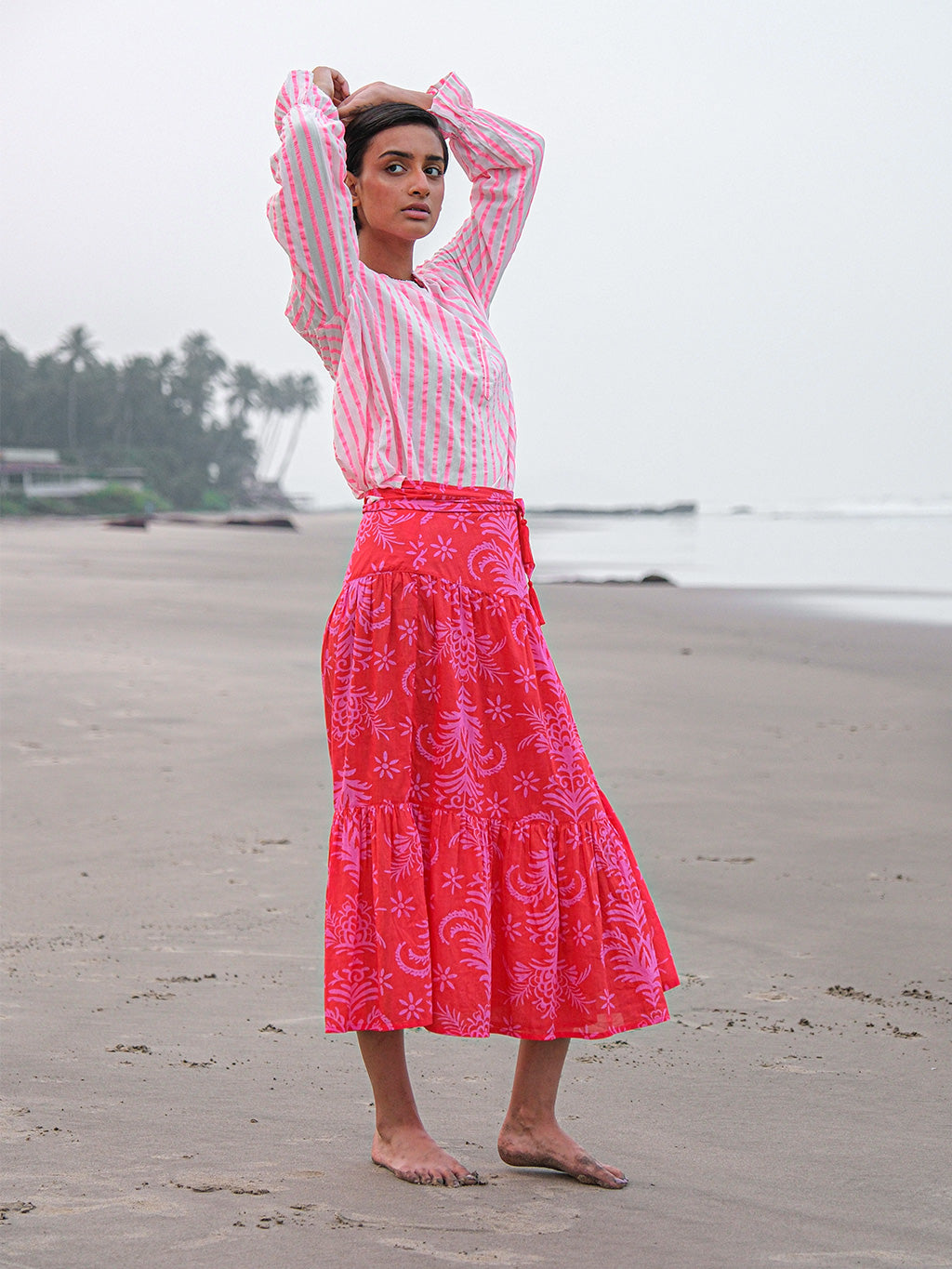 Broom Blouse Pink Stripes on White