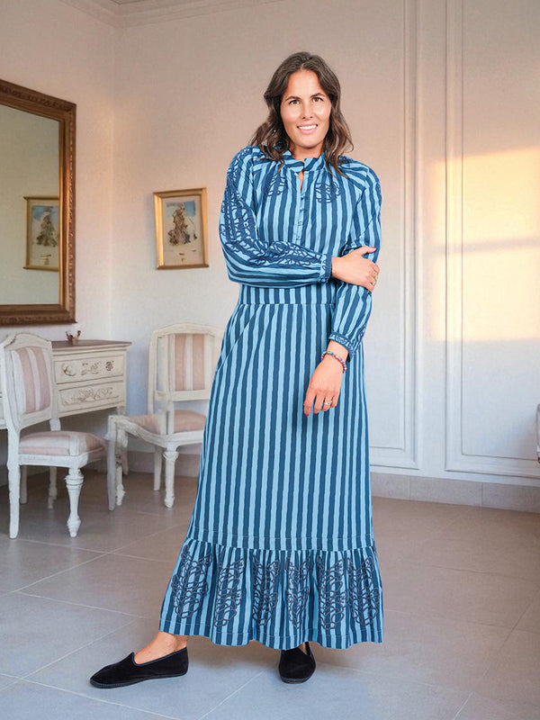 NIMO x LORI limited Woad Blouse Blue Stripes