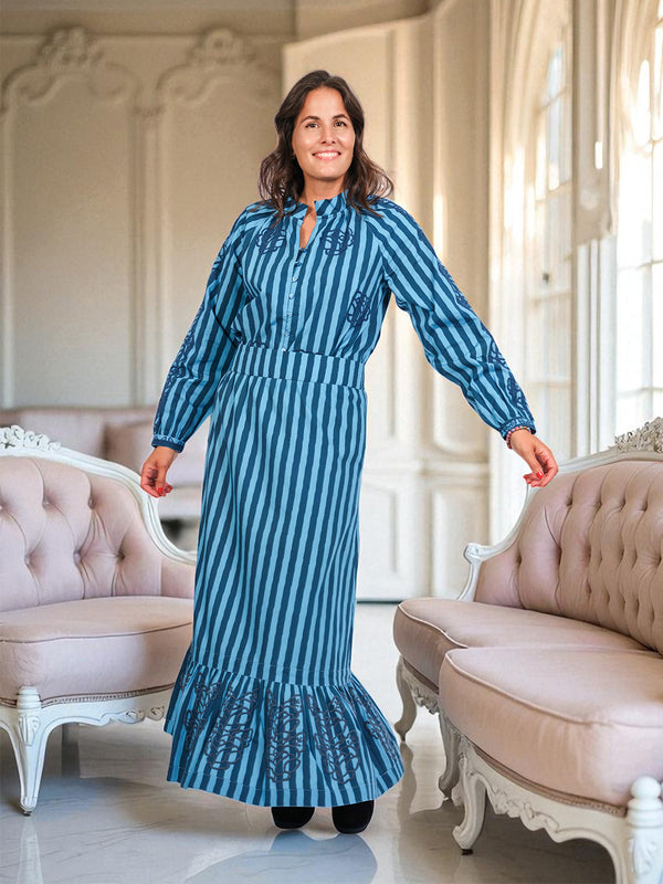 NIMO x LORI limited Woad Blouse Blue Stripes