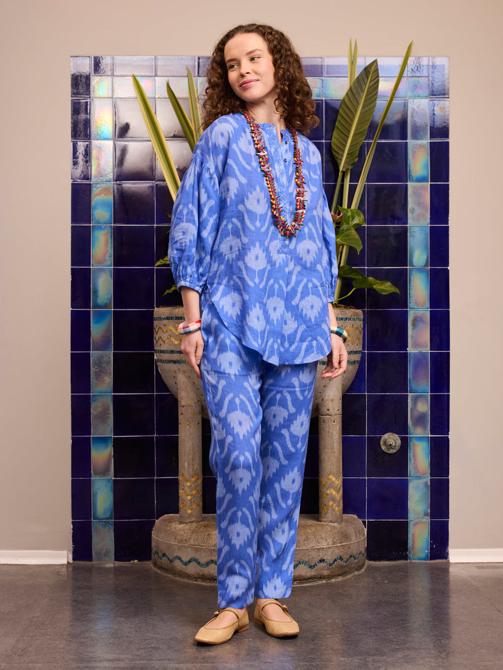 Sassafras Blouse Ikat Blue