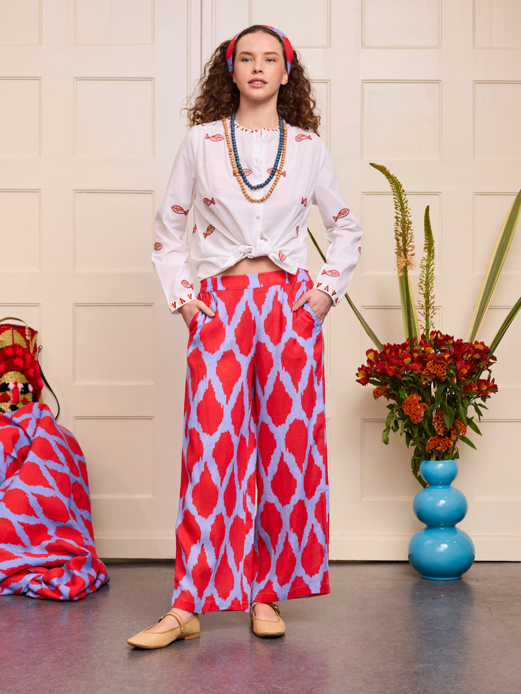 Columbia Blouse Fish on White