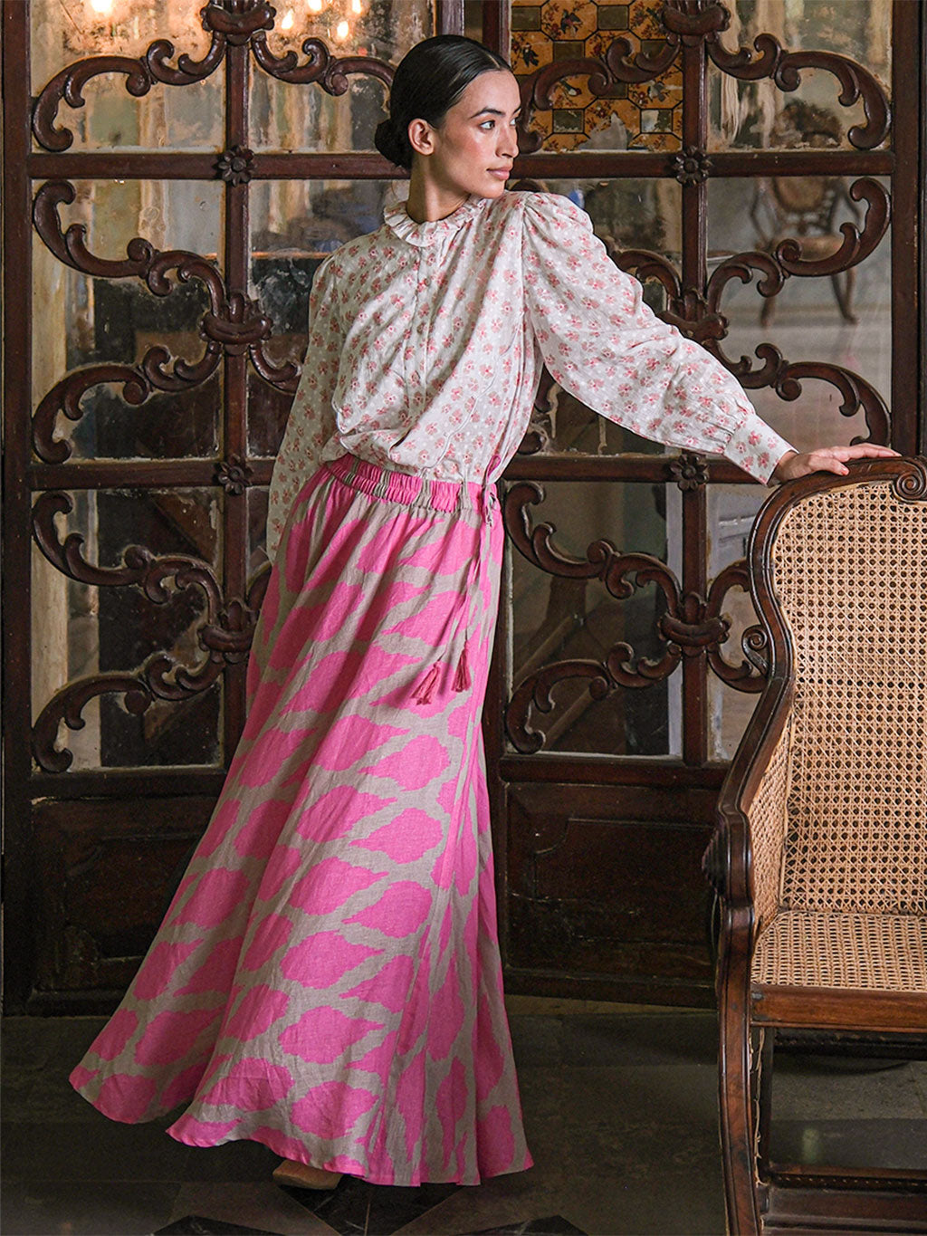 Vanilla Skirt Ikat Pink