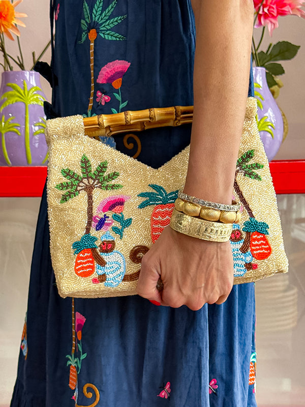 Beaded Bamboo Bag Monkey