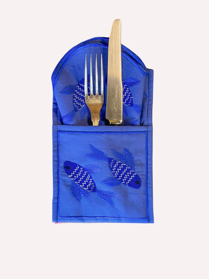 Cutlery Pocket Fish on Blue