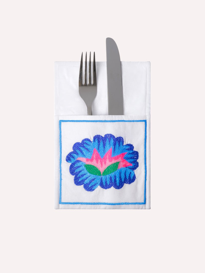 Cutlery Pocket Lotus Flower on White
