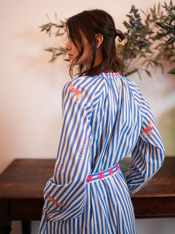 Hellebore Kaftan Donkey on Blue Stripes