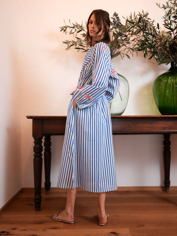 Hellebore Kaftan Donkey on Blue Stripes