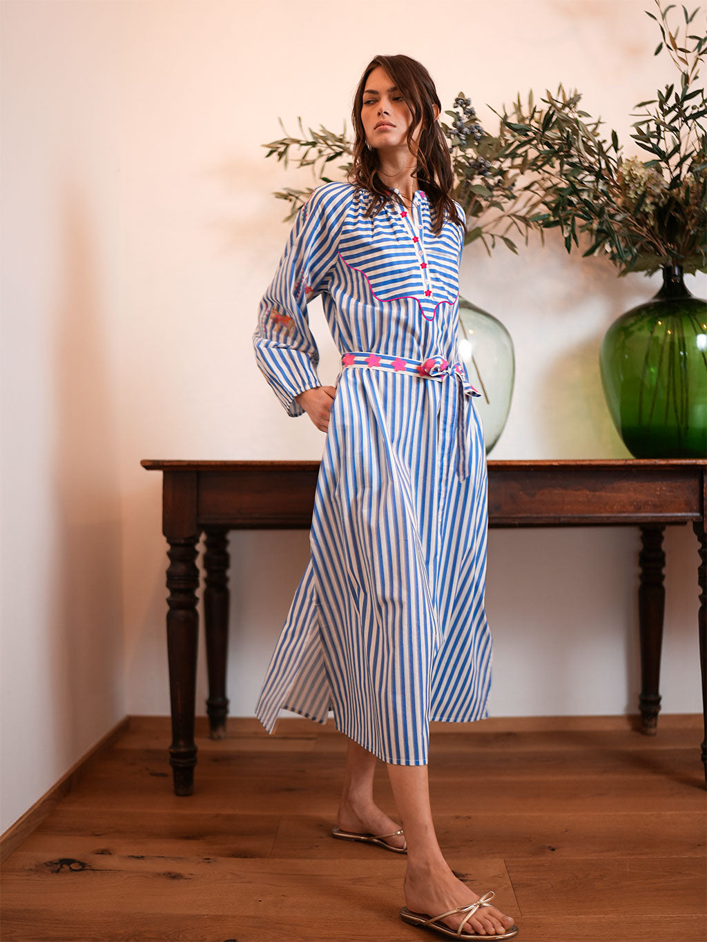 Hellebore Kaftan Donkey on Blue Stripes