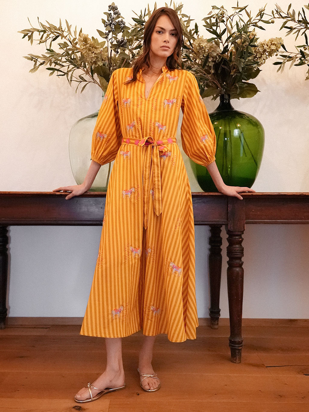 Marigold Dress Donkey on Yellow Stripes