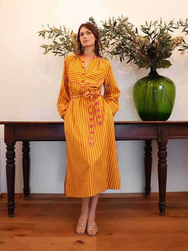 Hellebore Kaftan Donkey on Yellow Stripes