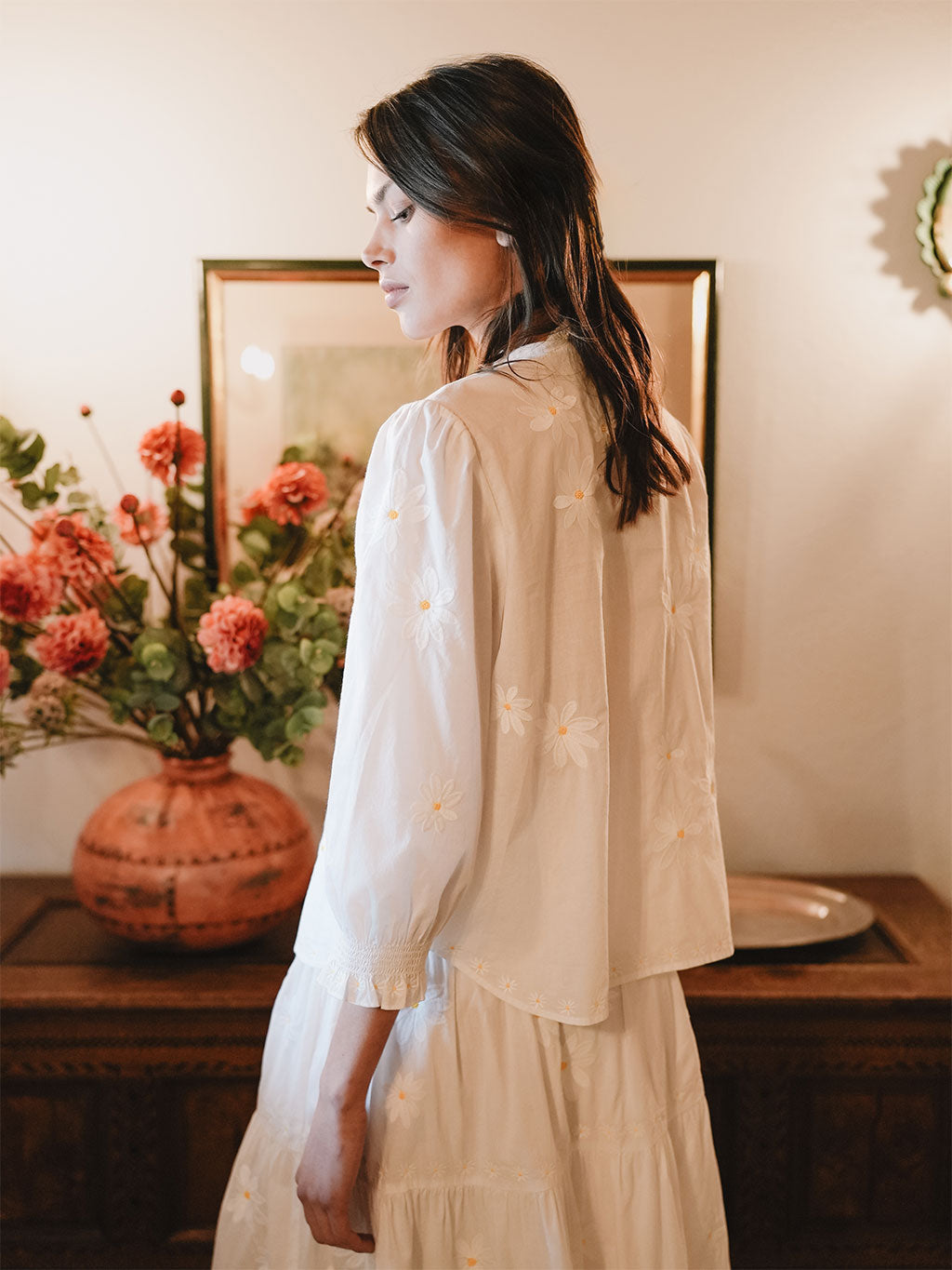 NIMO x CASA PERNICE Blouse White Flower Embroidery