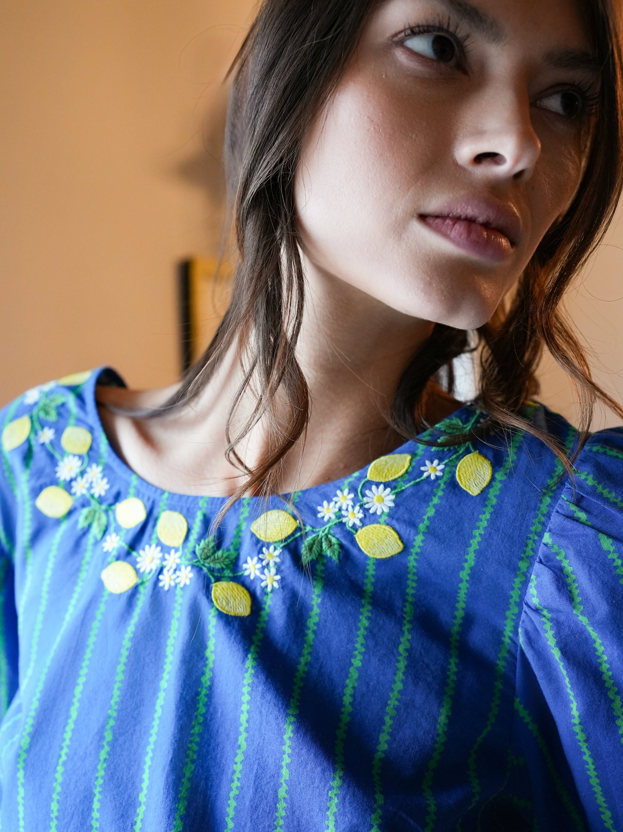 NIMO x CASA PERNICE Blouse Blue Lemon Embroidery