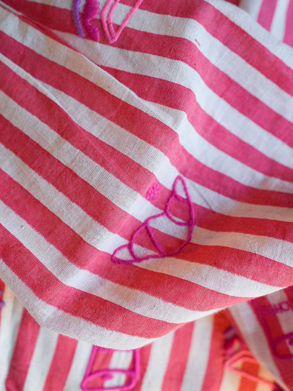 Bonjour on Red Stripes Kimono