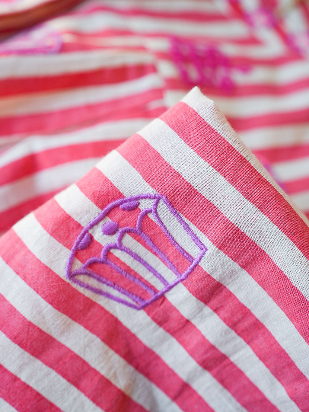 Bonjour on Red Stripes Kimono