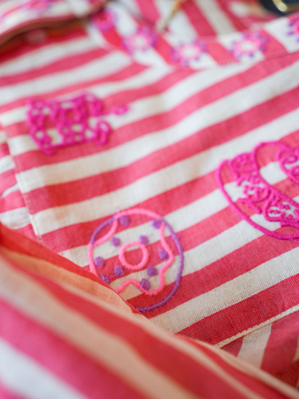 Bonjour on Red Stripes Kimono