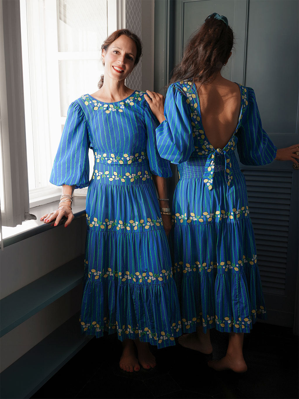 NIMO x CASA PERNICE Blue Skirt Lemon Embroidery