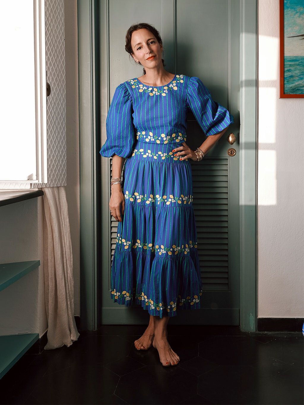 NIMO x CASA PERNICE Blue Skirt Lemon Embroidery – Nimo With Love