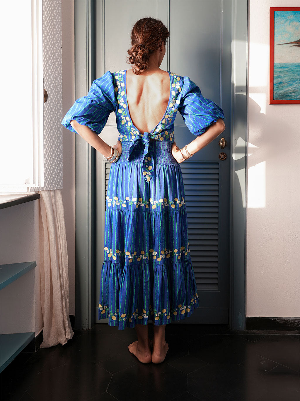 NIMO x CASA PERNICE Blue Skirt Lemon Embroidery