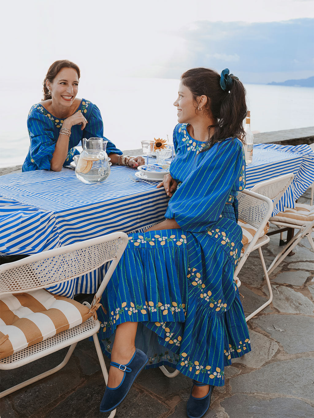 NIMO x CASA PERNICE Blue Skirt Lemon Embroidery