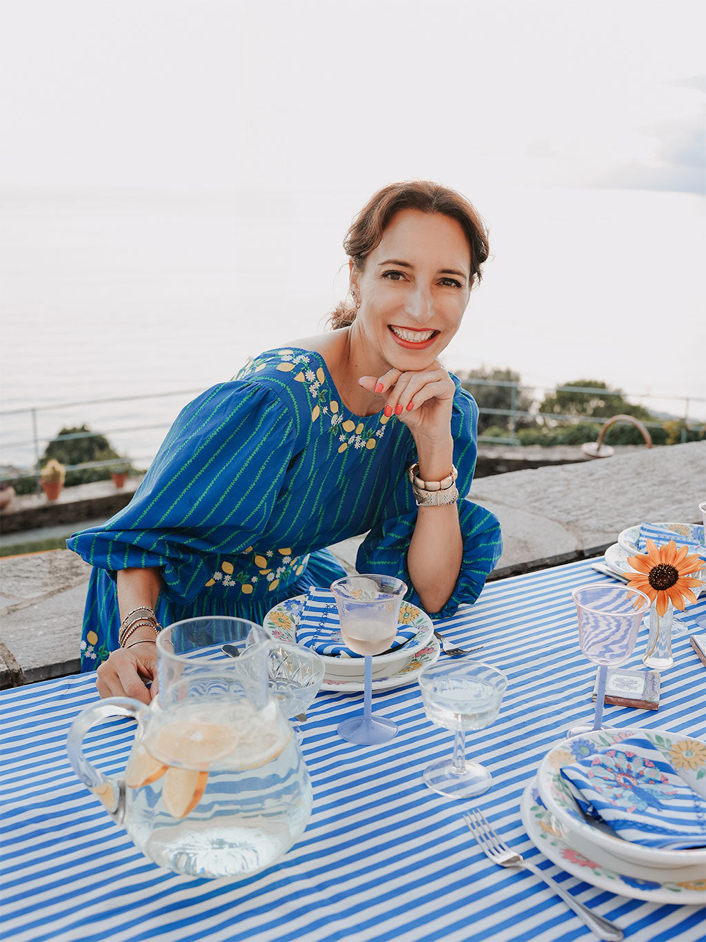 NIMO x CASA PERNICE Blouse Blue Lemon Embroidery