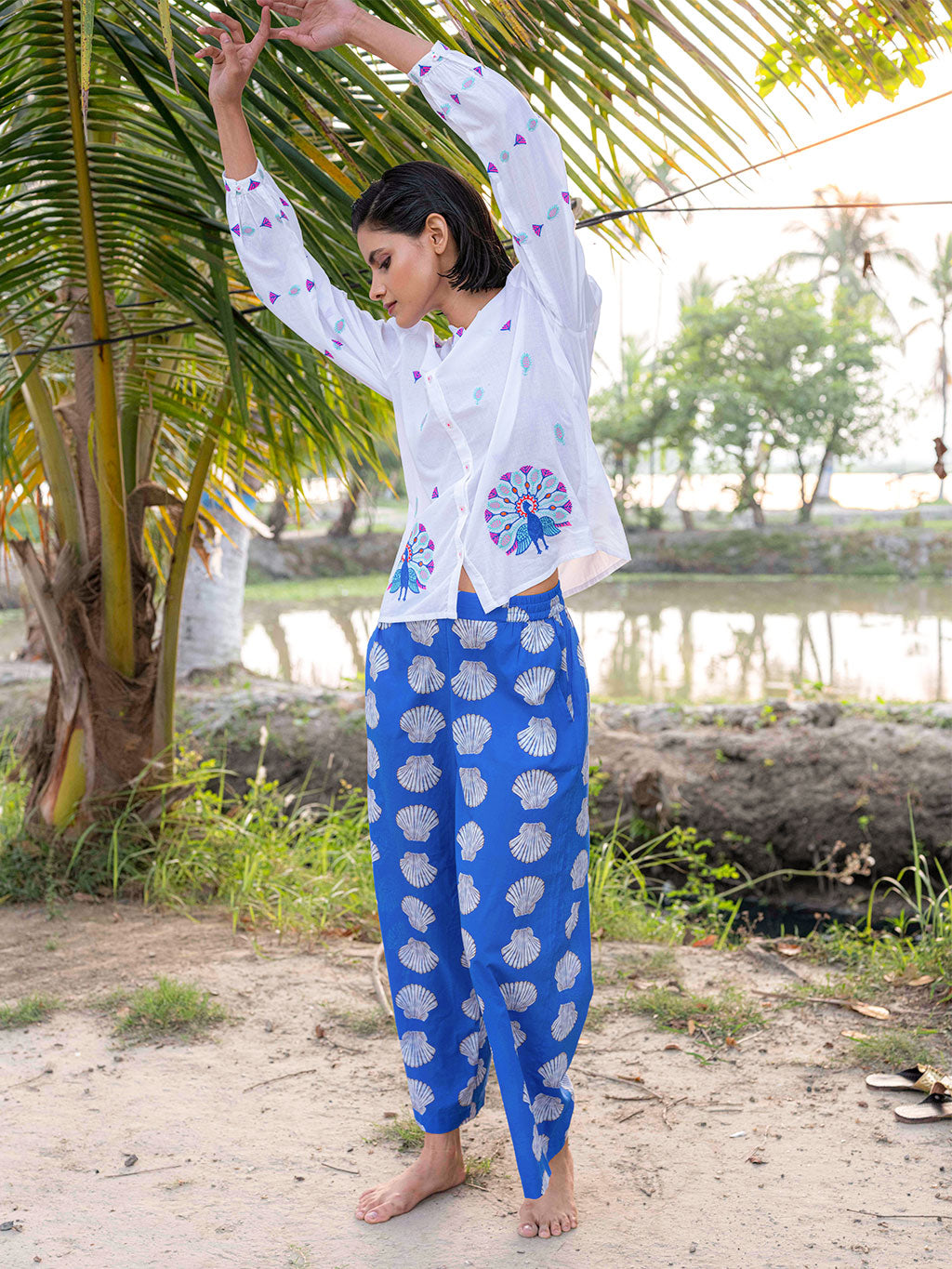 Fennel Pants Shells on Blue