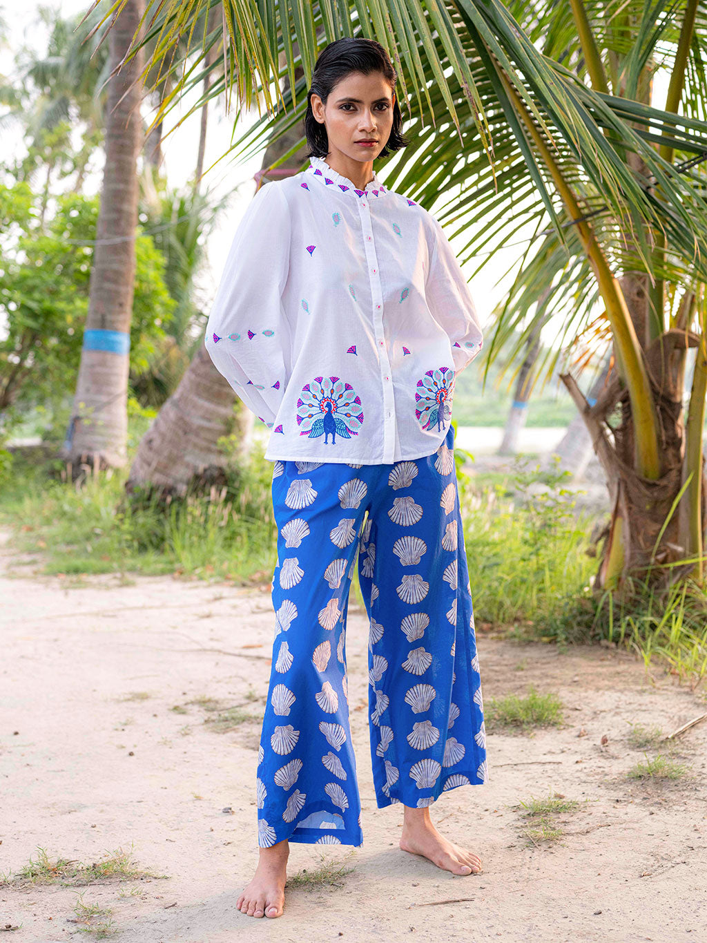 Fennel Pants Shells on Blue