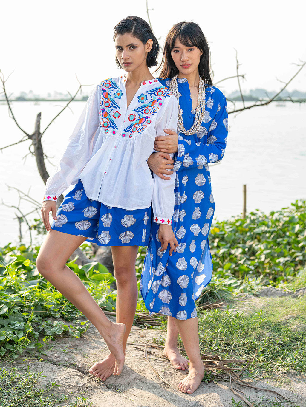 Lilly Pilly Shorts Shells on Blue