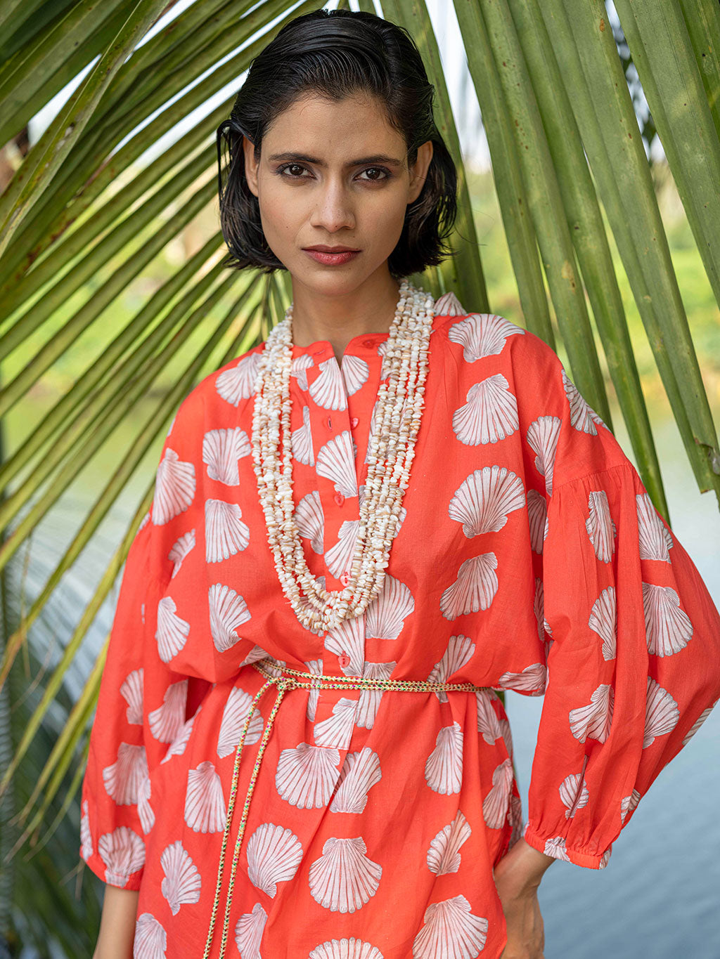 Sassafras Blouse Shells on Red