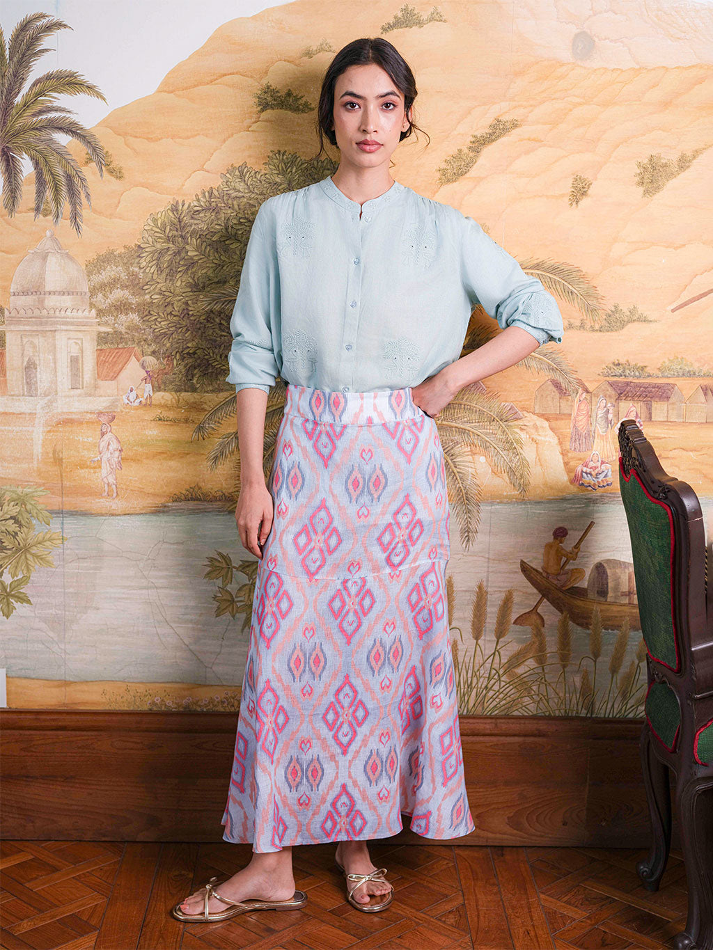 Red Amaranth Skirt Ikat Sorbet