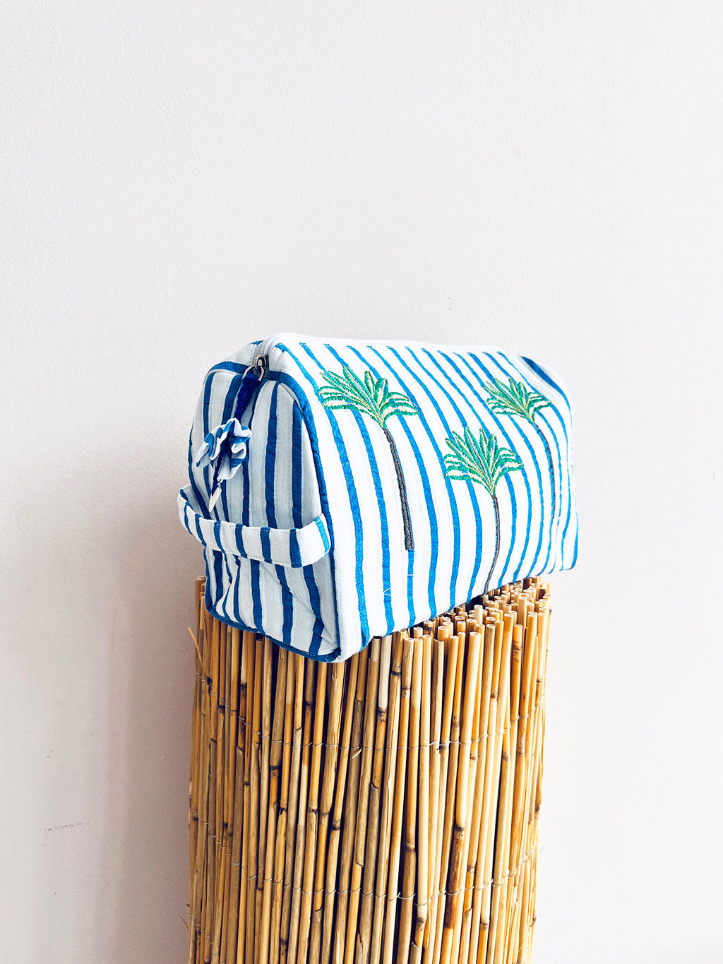 Wash Bag Blue Stripes on White