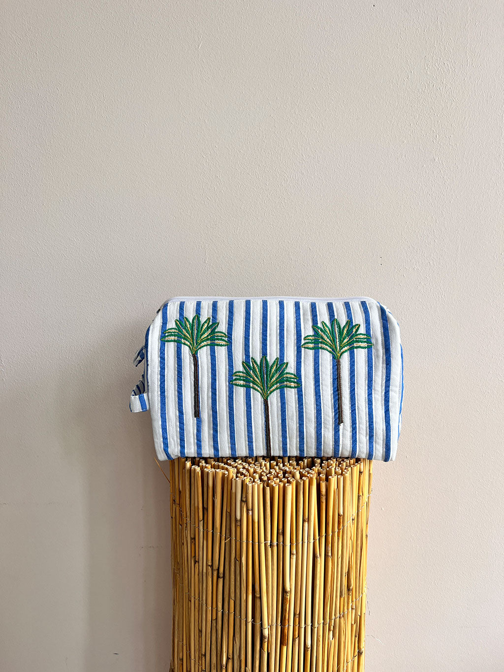 Wash Bag Blue Stripes on White