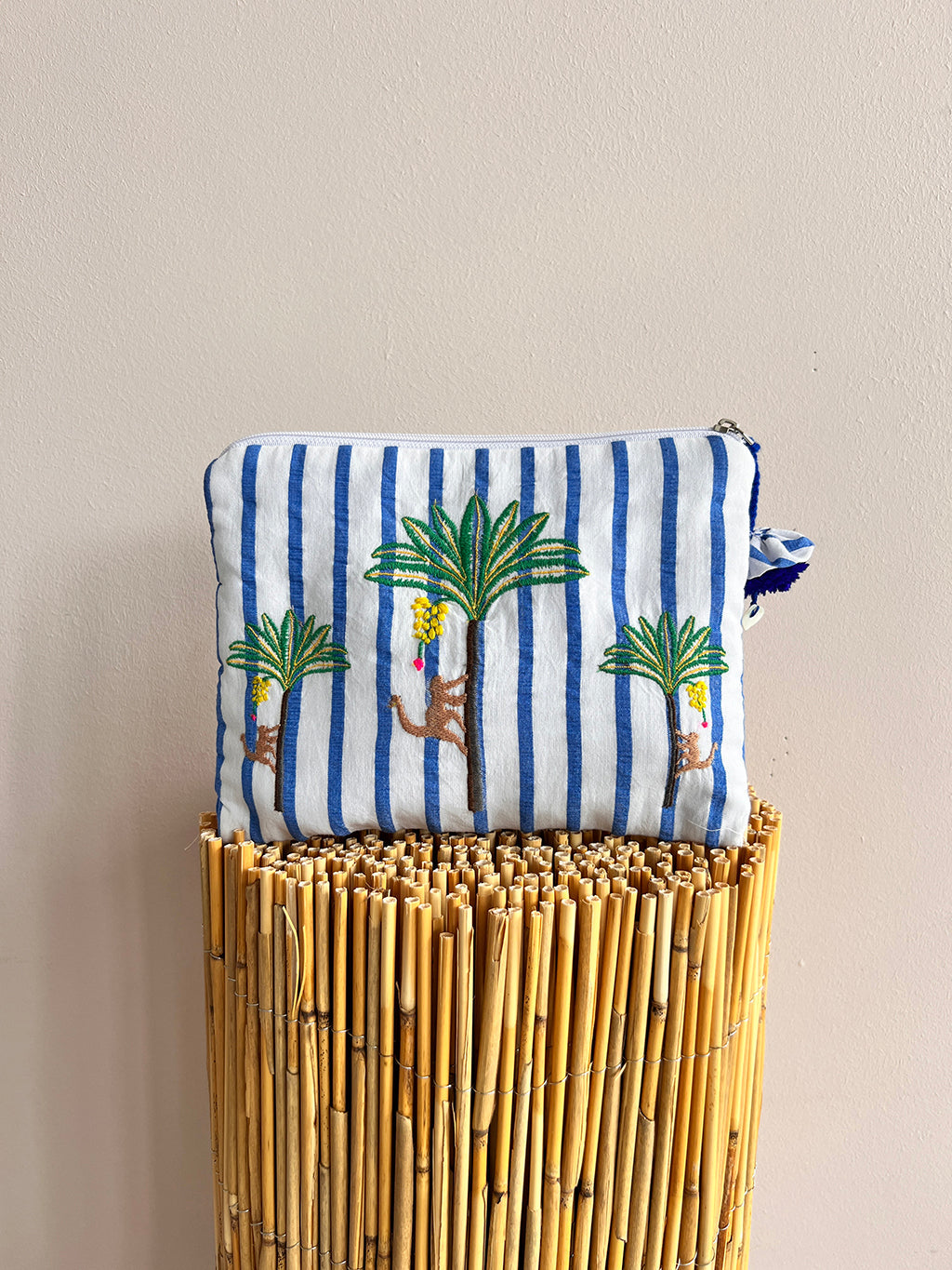 Ortiga Bag Palm on Blue Stripes