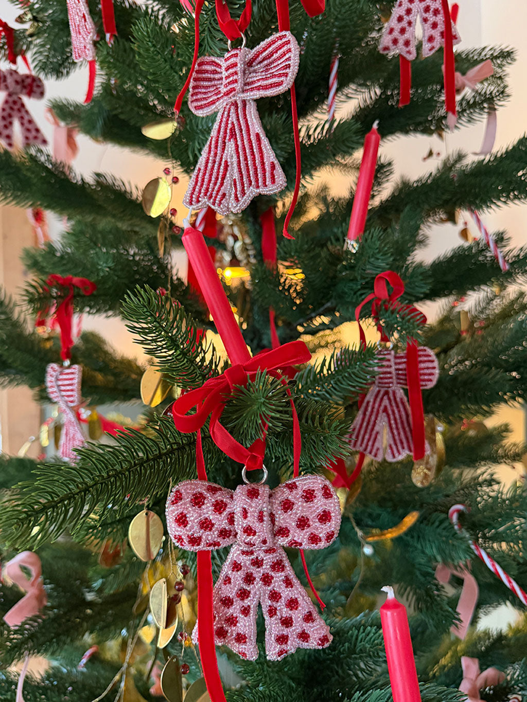 Decorative Christmas tree with rbow ornaments