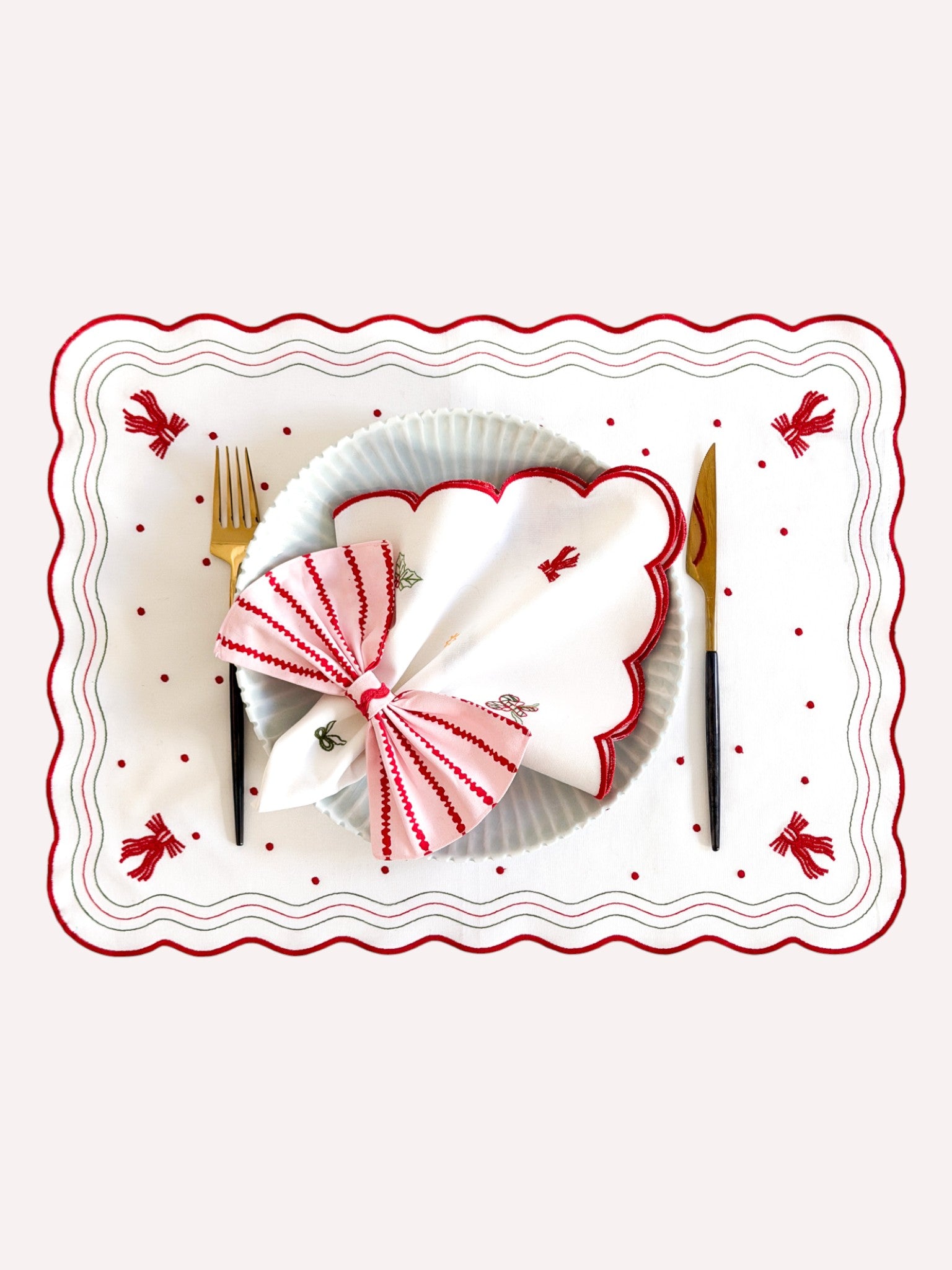 Placemat Christmas Motifs on White