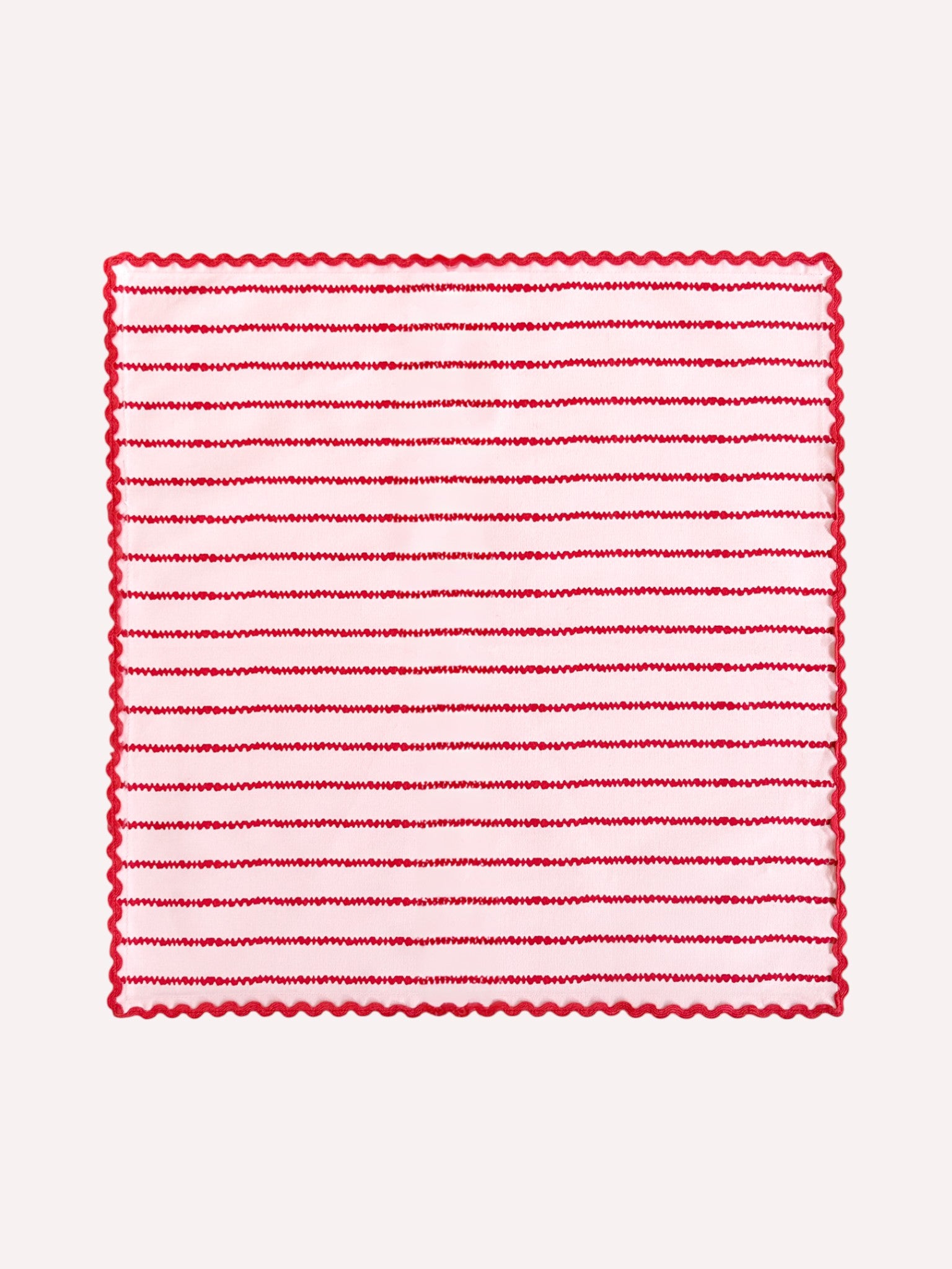 Napkin Red Stripes on Pale Pink