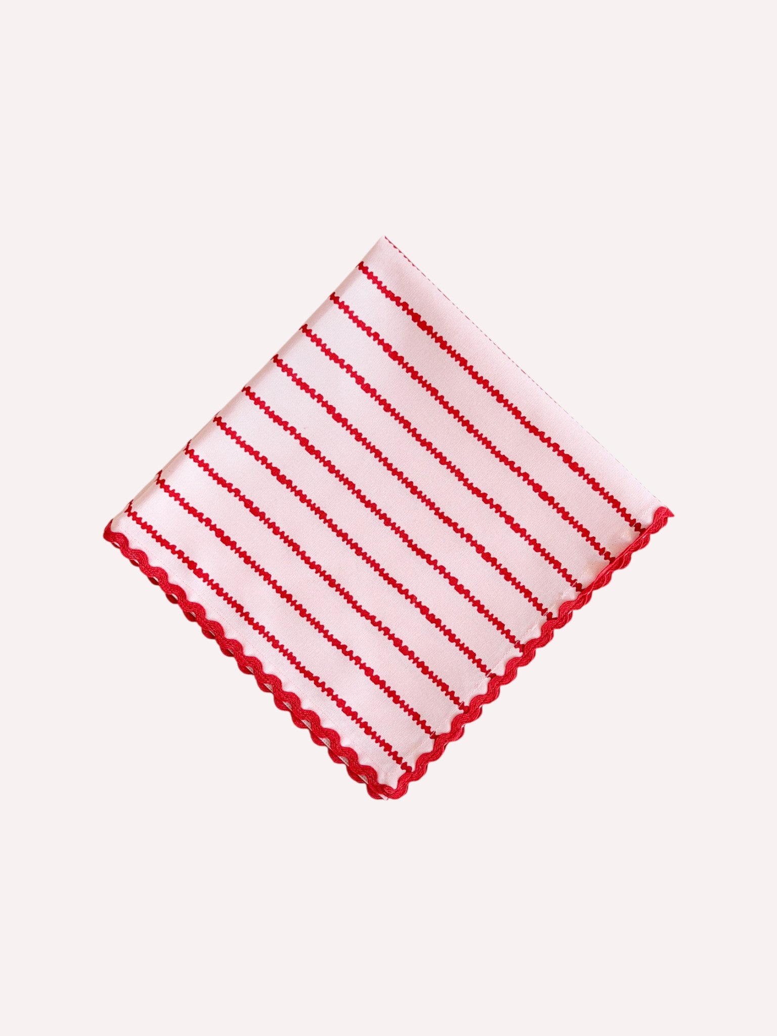 Napkin Red Stripes on Pale Pink