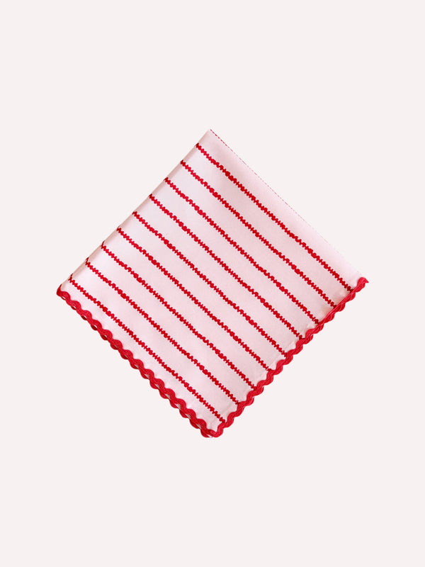 Napkin Red Stripes on Pale Pink