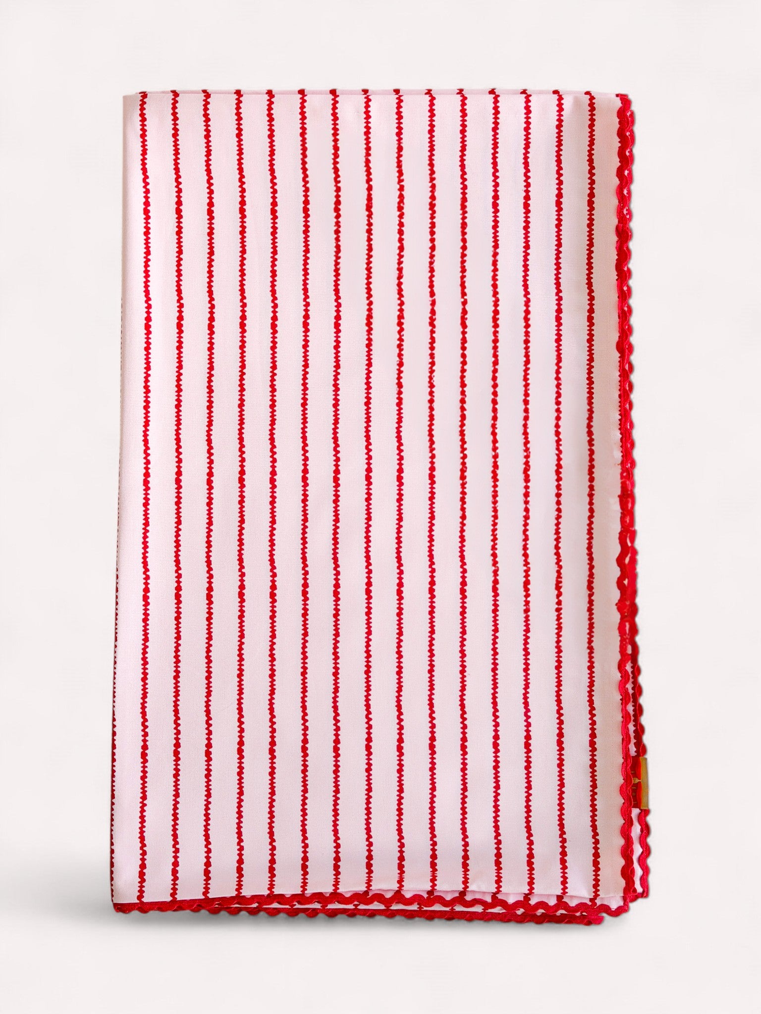 Tablecloth Red Stripes on Soft Pink