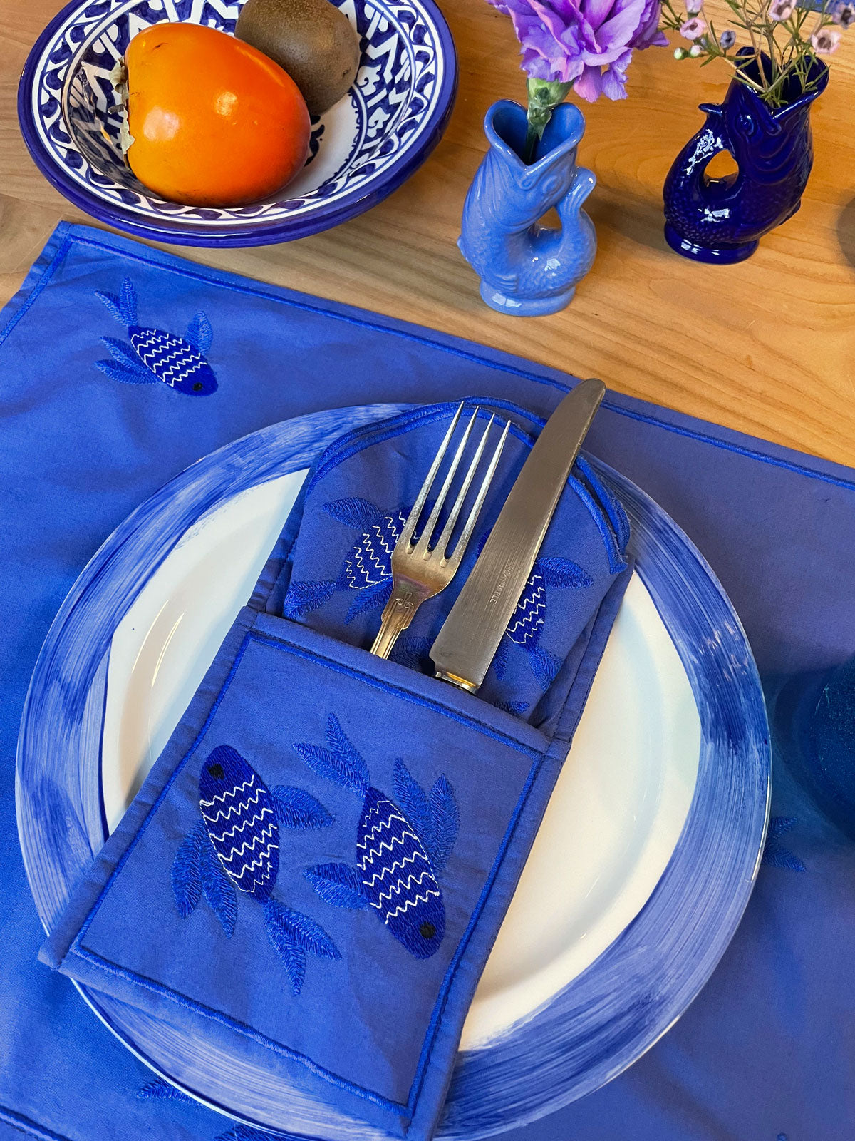 Cutlery Pocket Fish on Blue