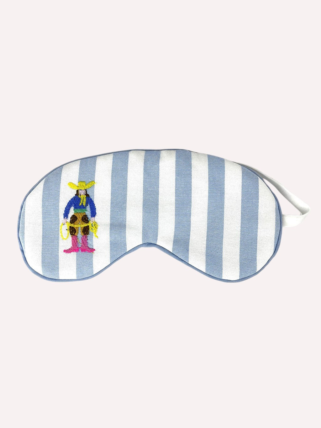 Cowgirl on Light Blue Stripes Sleep Mask