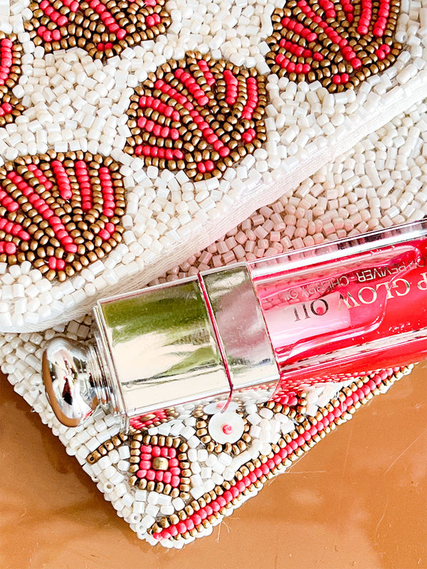 Beaded Clutch Red Shells