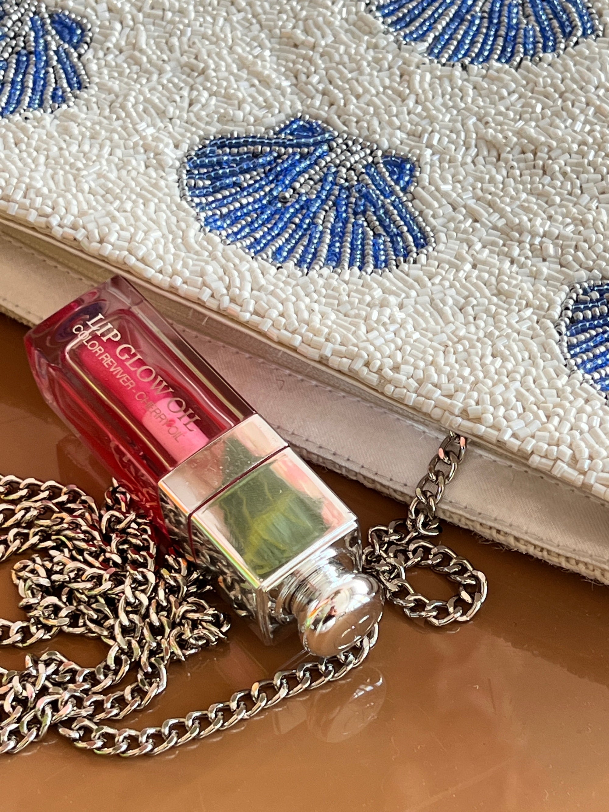 Beaded Bag Blue Shells