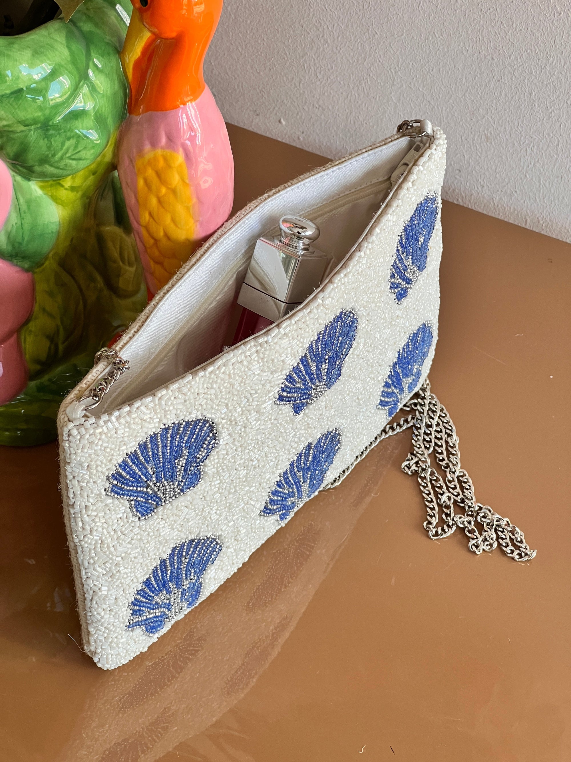 Beaded Bag Blue Shells