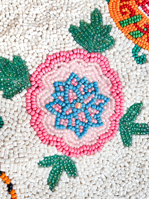 Beaded Bamboo Bag Elephant Emerald