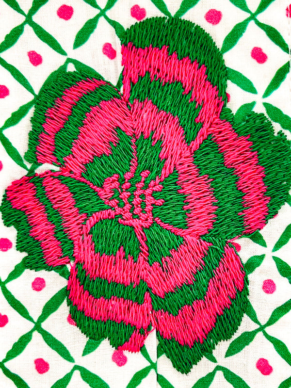 Belt Dotty Emerald  Peony Embroidery