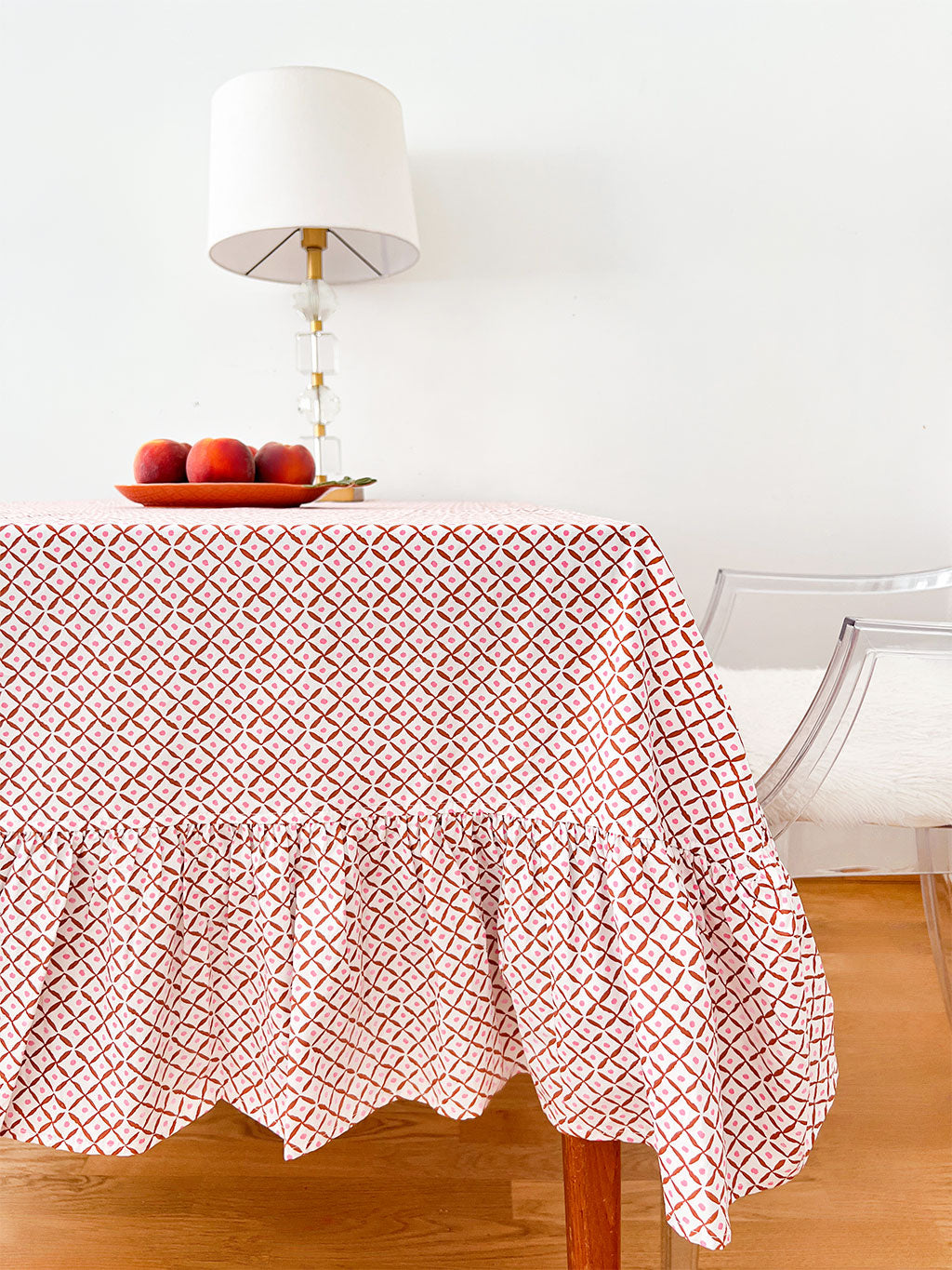 Table Cloth Dotty Mustard with Ruffle
