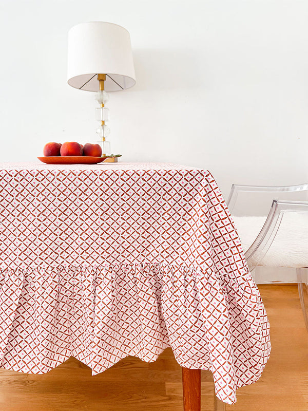 Table Cloth Dotty Mustard with Ruffle