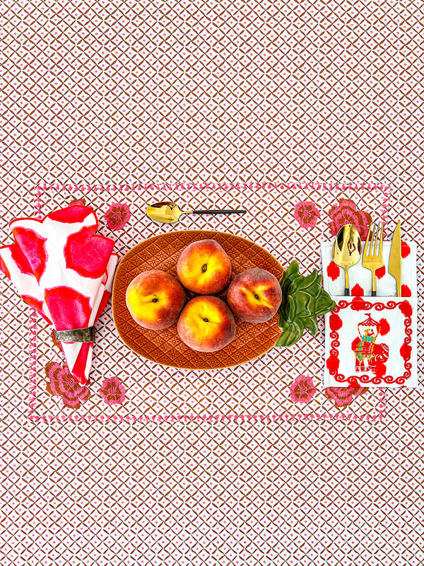 Cutlery Bag Dots Red Elephant Embroidery