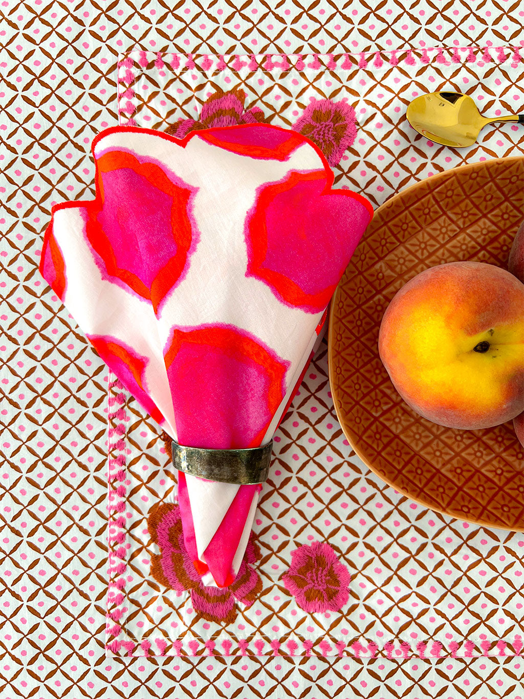 Napkin Ikat Pink Orange