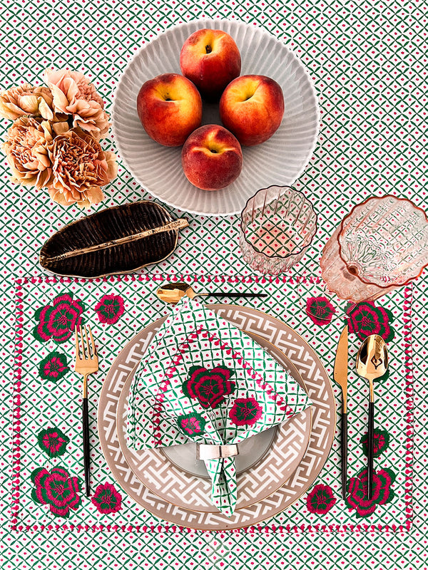 Table Cloth Dotty Emerald with Ruffle